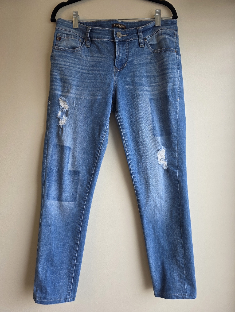 Dear John Patchwork Joy Rich Comfort Skinny Jean in Medium Blue Size 29 - Picture 3 of 9